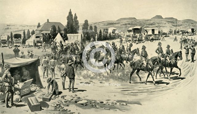 'Lord Roberts and Staff Starting for a Reconnaissance from Headquarters at Smaldeel', (1901).  Creator: Samuel Begg.