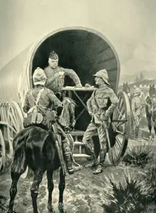 Lord Roberts Writing Despatches in the Transport Waggon in Which He Slept (1901). Creator: Unknown