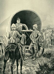 Lord Roberts Writing Despatches in the Transport Waggon in Which He Slept (1901). Creator: Unknown