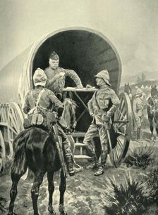Lord Roberts Writing Despatches in the Transport Waggon in Which He Slept (1901). Creator: Unknown