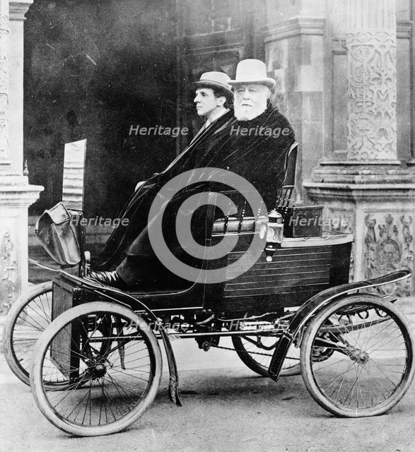 Lord Salisbury aboard a Locomobile steam car, (c1902?). Artist: Unknown