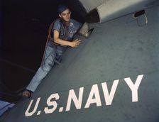 Lorena Craig is cowler under civil service at the Naval Air Base, Corpus Christi, Texas, 1942. Creator: Howard Hollem