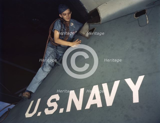 Lorena Craig is cowler under civil service at the Naval Air Base, Corpus Christi, Texas, 1942. Creator: Howard Hollem.