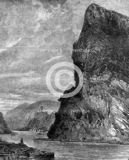 Loreley rock, near St Goarshausen, Germany, 19th century. Artist: Richard Principal Leitch