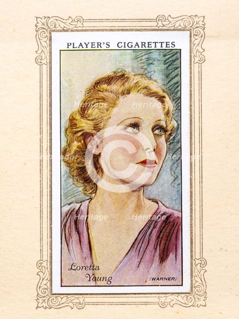 Loretta Young Collectables Picture of movie stars that came with the Players cigarette packet, 1934. Creator: Unknown.