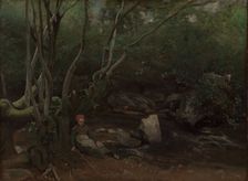 Lormes: Goat-Girl Sitting Beside a Stream in a Forest, 1842. Creator: Jean Baptiste Camille Corot (French, 1796-1875)