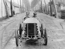 Lorraine Barrow at the wheel of a De Dietrich, Paris to Madrid Race, 1903