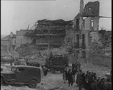 Lorries Carrying Spanish Nationalist Soldiers Loyal To Franco Through Madrid Past the..., 1939. Creator: British Pathe Ltd