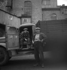 Lorry drivers at the sugar mill in Arlöv, Scania, Sweden, c1940s(?). Creator: Otto Ohm