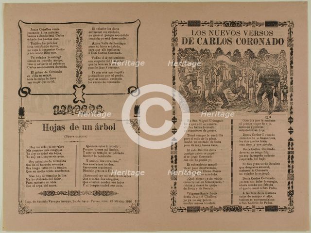 Los nuevos versos de Carlos Coronado (The New Verses by Carlos Coronado), 1910. Creator: José Guadalupe Posada.