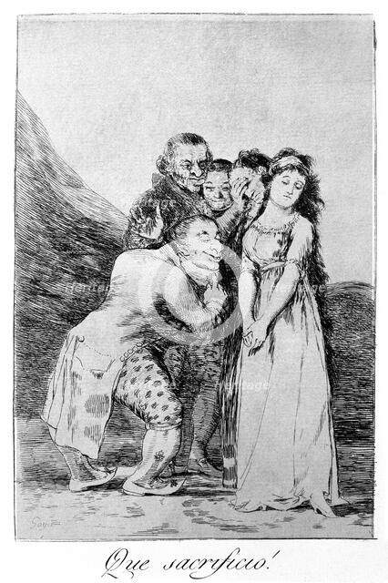 Los Caprichos, series of etchings by Francisco de Goya (1746-1828), plate 14: '¡Qué sacrificio!' …