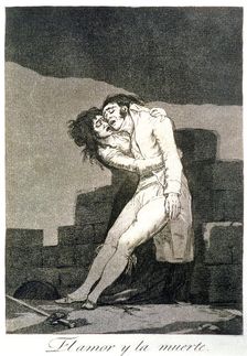 Los Caprichos, series of etchings by Francisco de Goya (1746-1828), plate 10: El amor y la muert…