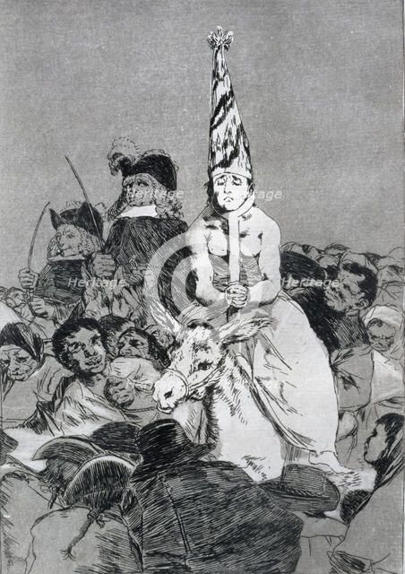 Los Caprichos, series of etchings by Francisco de Goya (1746-1828), plate 24: 'No hubo remedio' (…