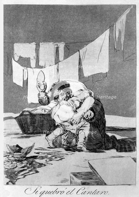 Los Caprichos, series of etchings by Francisco de Goya (1746-1828), plate 25: 'Si quebró el cánta…