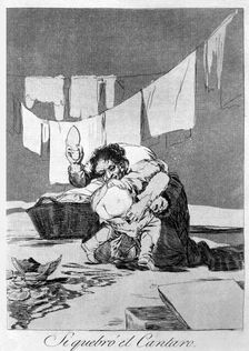 Los Caprichos, series of etchings by Francisco de Goya (1746-1828), plate 25: Si quebró el cánta…