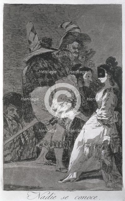 Los Caprichos, series of etchings by Francisco de Goya (1746-1828), plate 6: 'Nadie se conoce' (N…