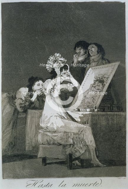 Los Caprichos, series of etchings by Francisco de Goya (1746-1828), plate 55: 'Hasta la muerte' (…