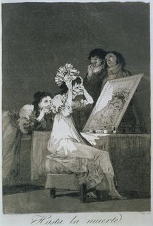 Los Caprichos, series of etchings by Francisco de Goya (1746-1828), plate 55: Hasta la muerte (…