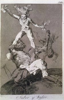 Los Caprichos, series of etchings by Francisco de Goya (1746-1828), plate 56: Subir y bajar (To…
