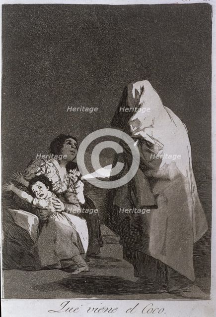 Los Caprichos, series of etchings by Francisco de Goya (1746-1828), plate 3: 'Que viene el coco' …
