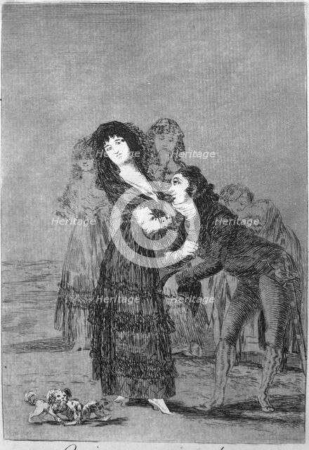 Los Caprichos, series of etchings by Francisco de Goya (1746-1828), plate 27: '¿Quién más rendido…