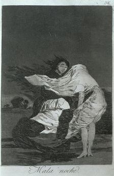Los Caprichos, series of etchings by Francisco de Goya (1746-1828), plate 36: Mala noche (A bad…
