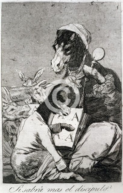 Los Caprichos, series of etchings by Francisco de Goya (1746-1828), plate 37: '¿Si sabra más el d…