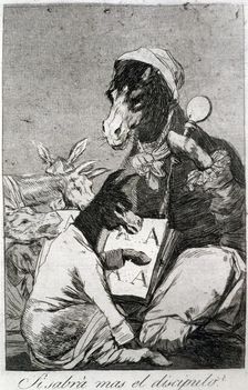 Los Caprichos, series of etchings by Francisco de Goya (1746-1828), plate 37: ¿Si sabra más el d…