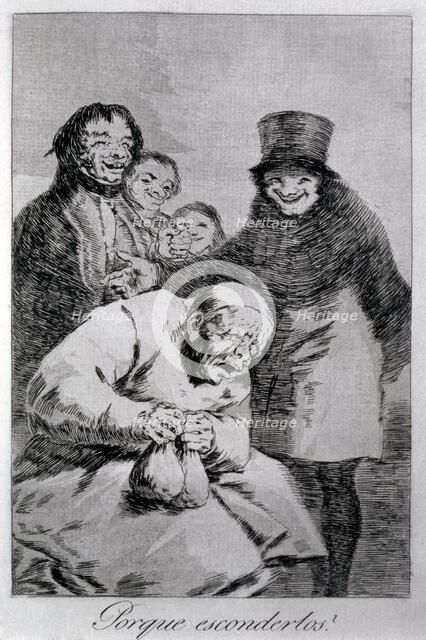 Los Caprichos, series of etchings by Francisco de Goya (1746-1828), plate 30: 'Por qué esconderlo…