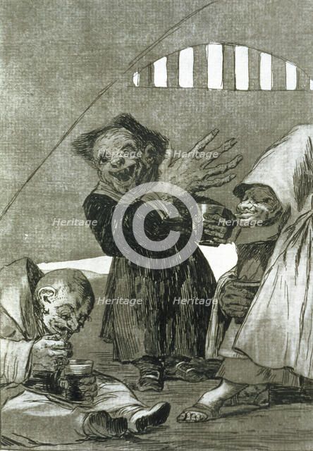 Los Caprichos, series of etchings by Francisco de Goya (1746-1828), plate 49: 'Duendecitos' (Hobg…