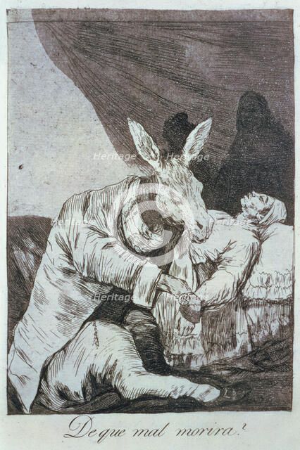 Los Caprichos, series of etchings by Francisco de Goya (1746-1828), plate 40: '¿De qué mal morirá…