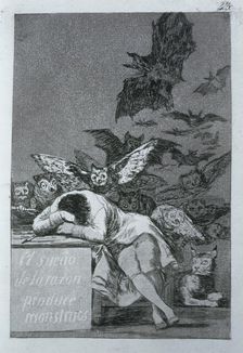 Los Caprichos, series of etchings by Francisco de Goya (1746-1828), plate 43: El sueño de la raz…