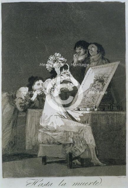 Los Caprichos, series of etchings by Francisco de Goya (1746-1828), plate 55: 'Hasta la muerte' (…