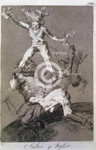 Los Caprichos, series of etchings by Francisco de Goya (1746-1828), plate 56: 'Subir y bajar' (To…