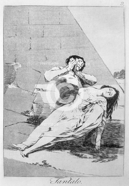 Los Caprichos, series of etchings by Francisco de Goya (1746-1828), plate 9: 'Tántalo' (Tantalus)…