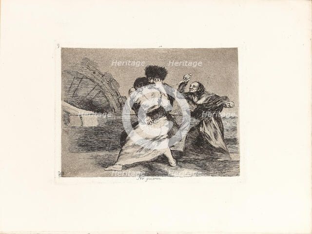 Los Desastres de la Guerra (The Disasters of War), Plate 9: No quieren (They do not want to), 1810s. Creator: Goya, Francisco, de (1746-1828).