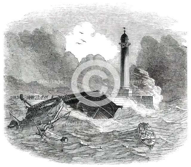 Loss of the Brig "Vine", of Bristol, at Whitby, 1850. Creator: Unknown.