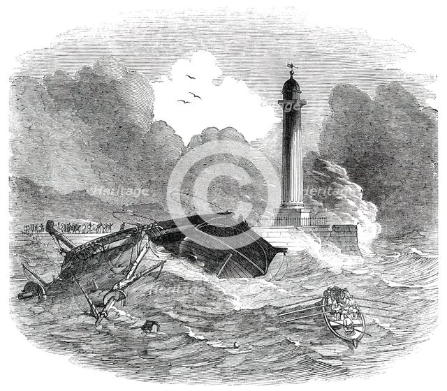 Loss of the Brig "Vine", of Bristol, at Whitby, 1850. Creator: Unknown.