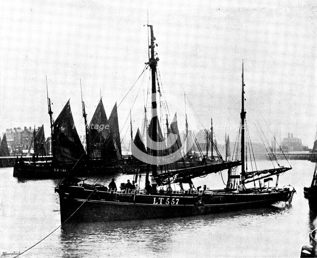 Loss of the North German Lloyd steam-ship "Elbe": the..."Wildflower," which rescued survivors, 1895. Creator: Walter Boughton.