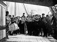 Loss of the North German Lloyd steam-ship "Elbe": captain...of the "Elbe" at a concert on deck, 1895 Creator: Paul Lange