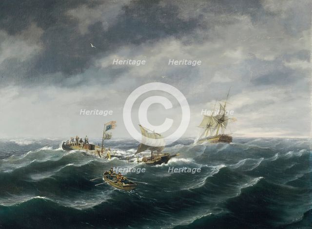 Loss of the Schooner 'John S. Spence' of Norfolk, Virginia, 2d view-Rescue of the Survivors..., 1833 Creator: Thomas Birch.