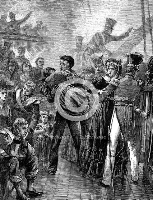 Loss of the troopship 'Birkenhead', South Africa, 1852 (1887). Artist: Unknown