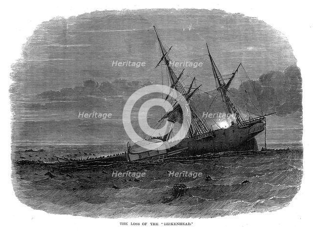 Loss of the troopship 'Birkenhead', South Africa, 1852. Artist: Unknown