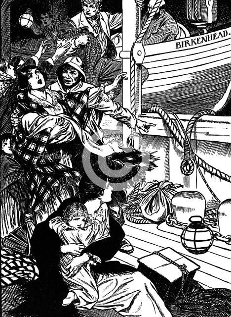 Loss of the troopship 'Birkenhead', South Africa, 1852 (early 20th century). Artist: Unknown