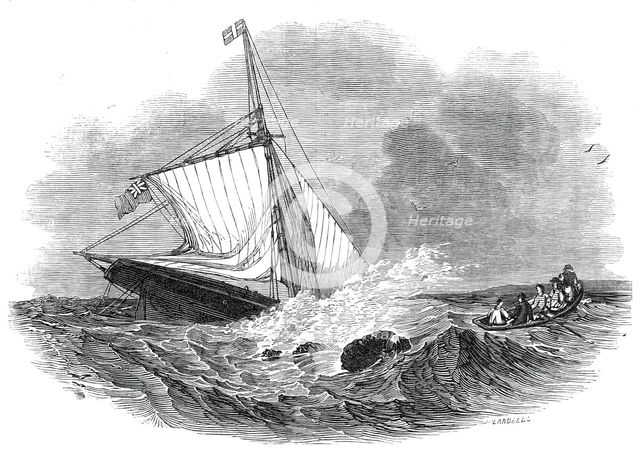Loss of the yacht "Vectis", off Bognor, 1845. Creator: Ebenezer Landells.