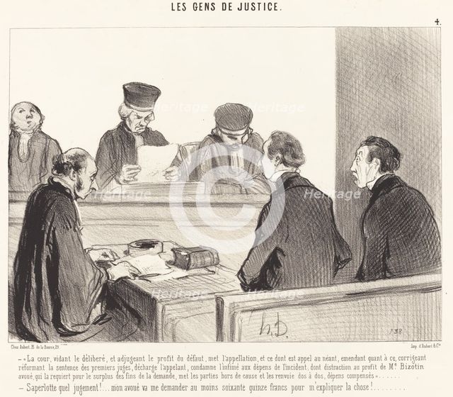 La Cour, vidant le délibéré..., 1845. Creator: Honore Daumier.