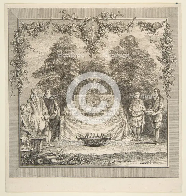 La Colation preparee dans un jardin.n.d. Creators: Claude Gillot, Jacques Gabriel Huquier.