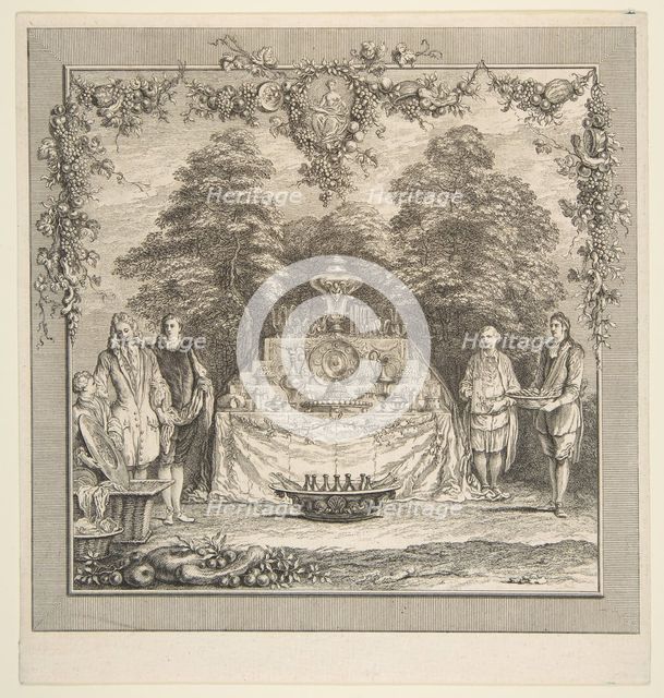 La Colation preparee dans un jardin.n.d. Creators: Claude Gillot, Jacques Gabriel Huquier.