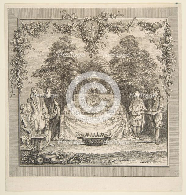 La Colation preparee dans un jardin.n.d. Creators: Claude Gillot, Jacques Gabriel Huquier.