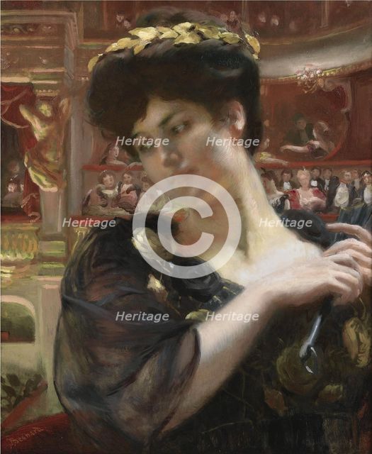 La Comédie-Française. Portrait of the actress Gabrielle Réjane (1856-1920). Artist: Besnard, Paul-Albert (1849-1934)